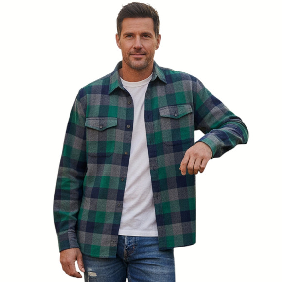 UNTUCKit Other - UNTUCKit Flannel Shirt Mens XL Green Blue Plaid Button-Up Cotton Outdoor Hunting